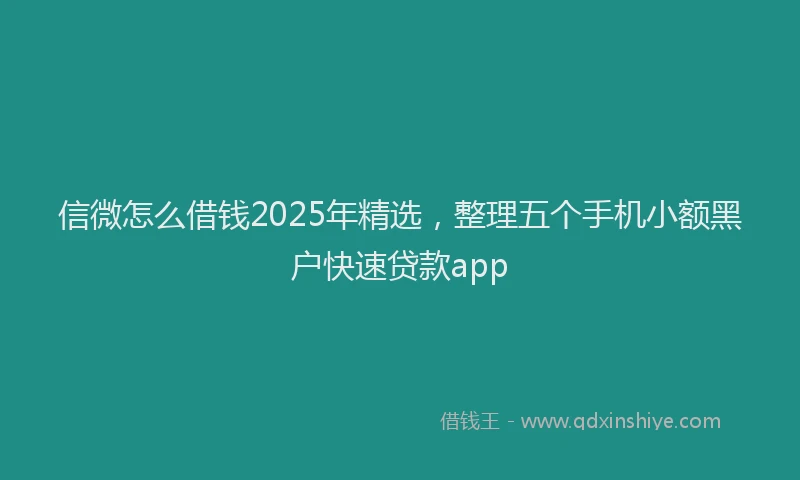 信微怎么借钱2025年精选，整理五个手机小额黑户快速贷款app