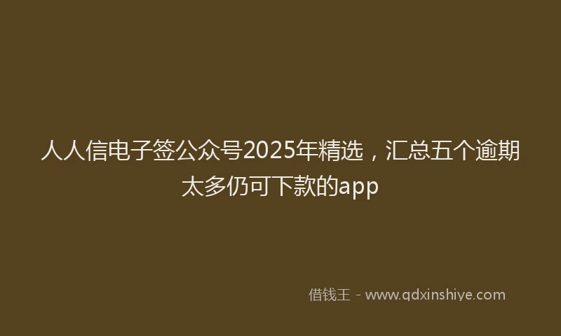 人人信电子签公众号2025年精选，汇总五个逾期太多仍可下款的app