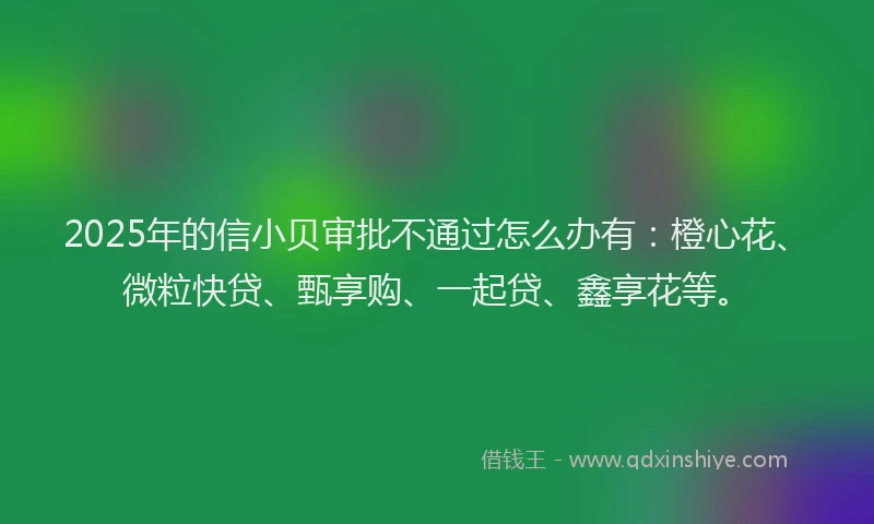 2025年的信小贝审批不通过怎么办有：橙心花、微粒快贷、甄享购、一起贷、鑫享花等。