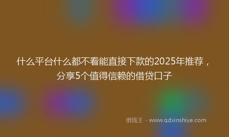 什么平台什么都不看能直接下款的2025年推荐，分享5个值得信赖的借贷口子