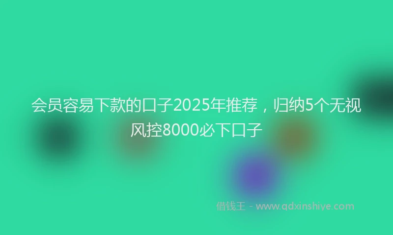 会员容易下款的口子2025年推荐，归纳5个无视风控8000必下口子