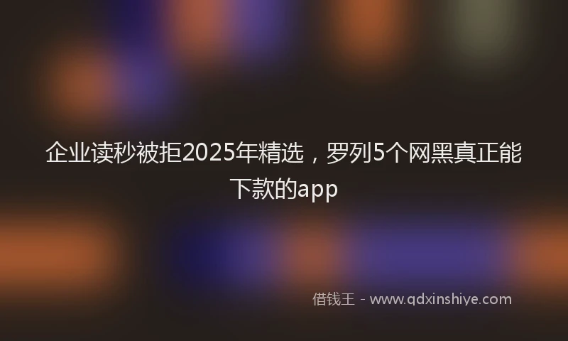 企业读秒被拒2025年精选，罗列5个网黑真正能下款的app