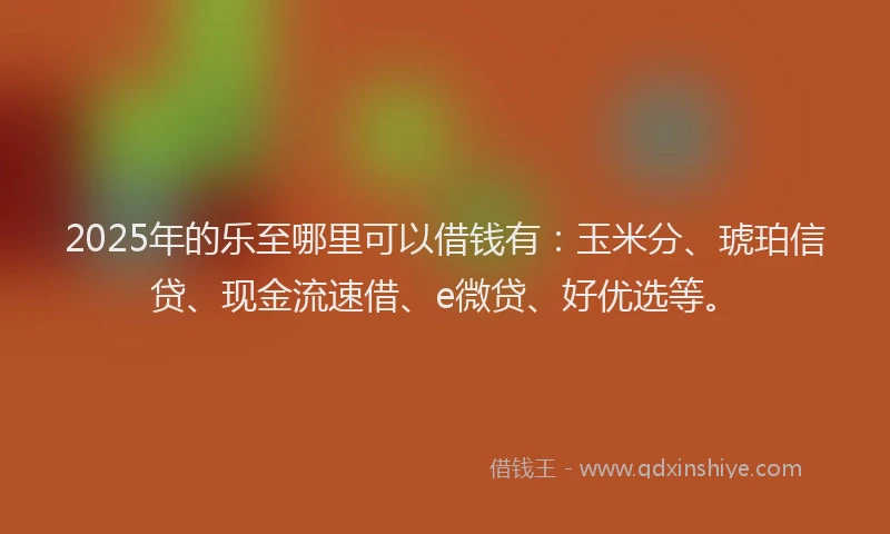 2025年的乐至哪里可以借钱有：玉米分、琥珀信贷、现金流速借、e微贷、好优选等。