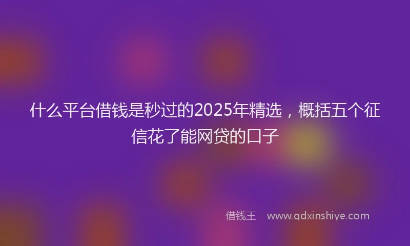 什么平台借钱是秒过的2025年精选，概括五个征信花了能网贷的口子