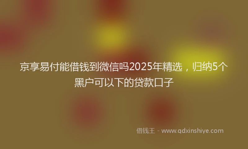 京享易付能借钱到微信吗2025年精选，归纳5个黑户可以下的贷款口子