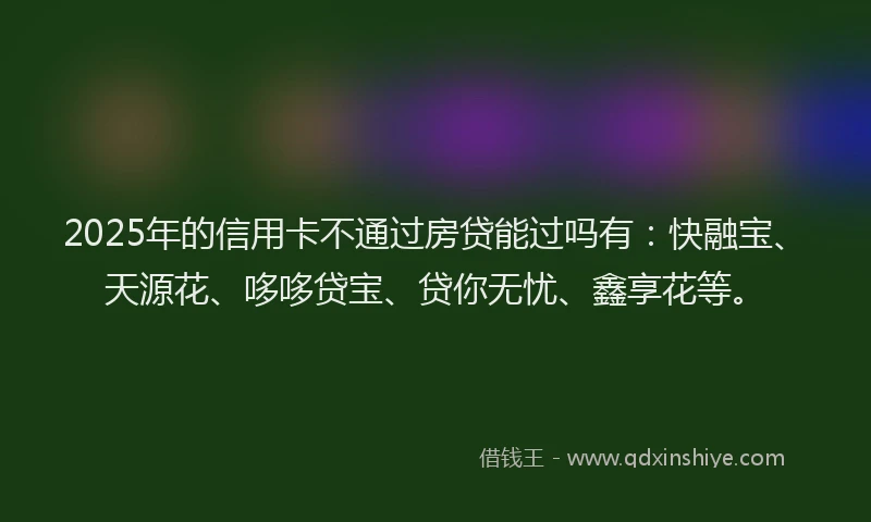2025年的信用卡不通过房贷能过吗有：快融宝、天源花、哆哆贷宝、贷你无忧、鑫享花等。