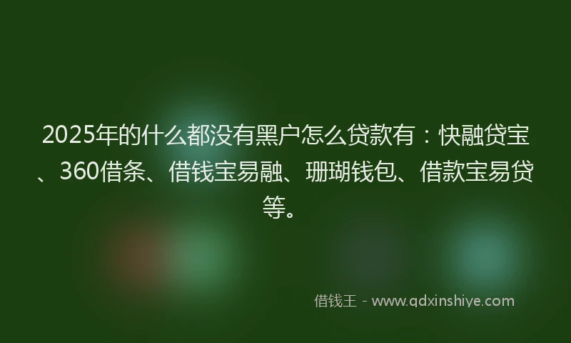 2025年的什么都没有黑户怎么贷款有：快融贷宝、360借条、借钱宝易融、珊瑚钱包、借款宝易贷等。