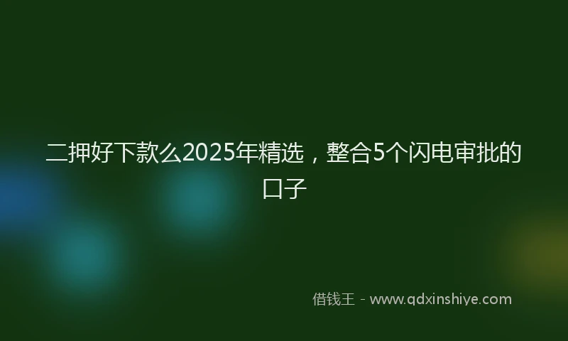 二押好下款么2025年精选，整合5个闪电审批的口子