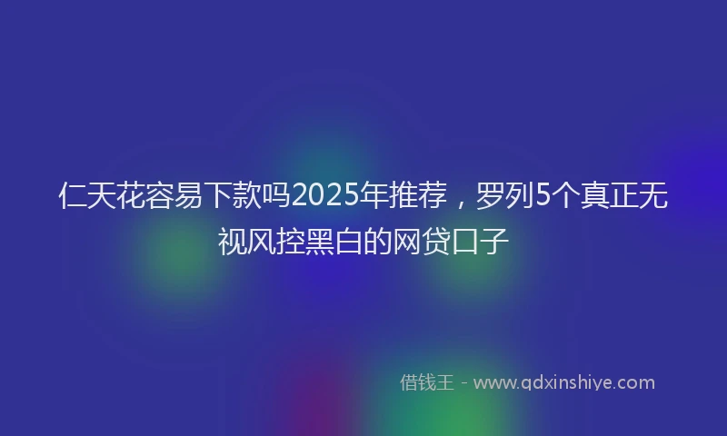 仁天花容易下款吗2025年推荐，罗列5个真正无视风控黑白的网贷口子