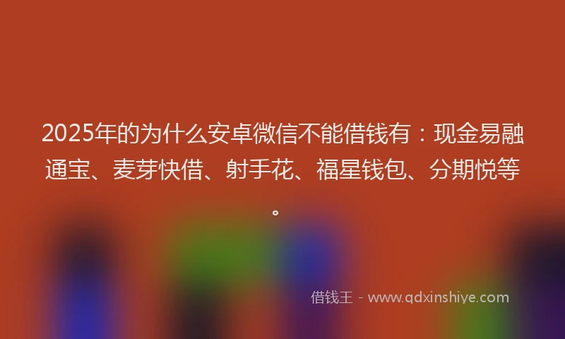 2025年的为什么安卓微信不能借钱有:现金易融通宝、麦芽快借、射手花、福星钱包、分期悦等。