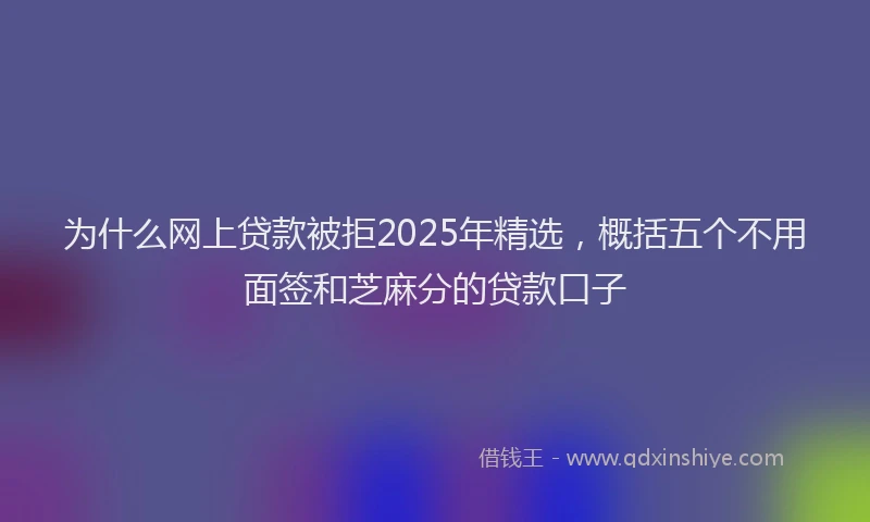 为什么网上贷款被拒2025年精选，概括五个不用面签和芝麻分的贷款口子