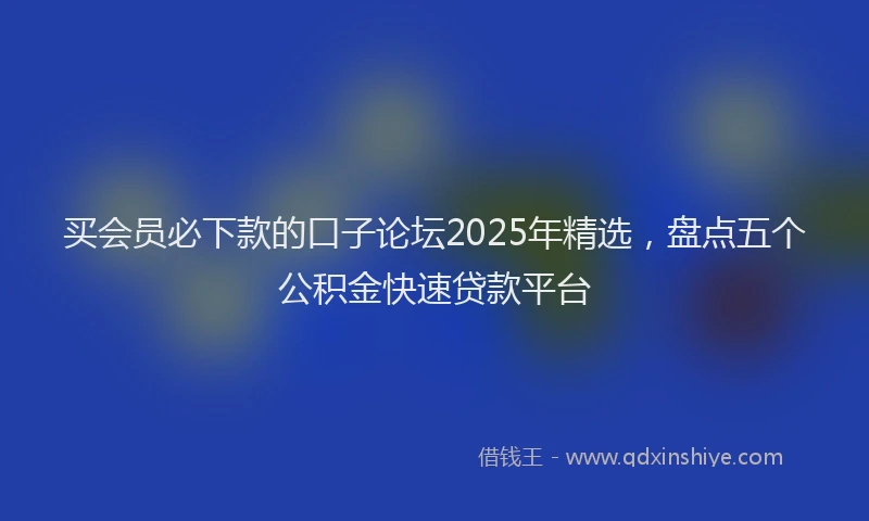 买会员必下款的口子论坛2025年精选，盘点五个公积金快速贷款平台