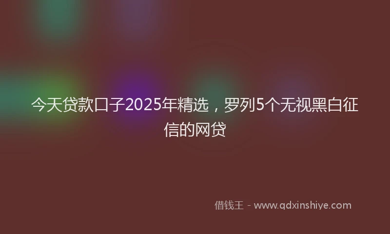 今天贷款口子2025年精选,罗列5个无视黑白征信的网贷