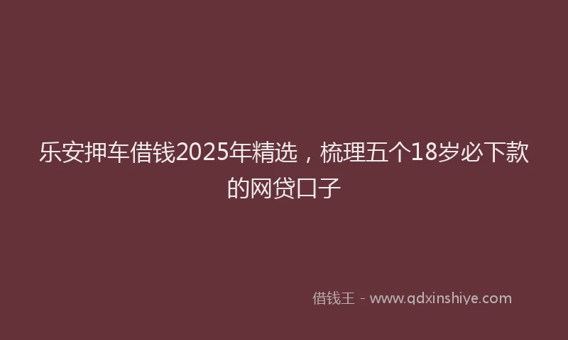乐安押车借钱2025年精选，梳理五个18岁必下款的网贷口子