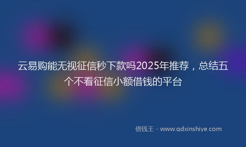 云易购能无视征信秒下款吗2025年推荐，总结五个不看征信小额借钱的平台