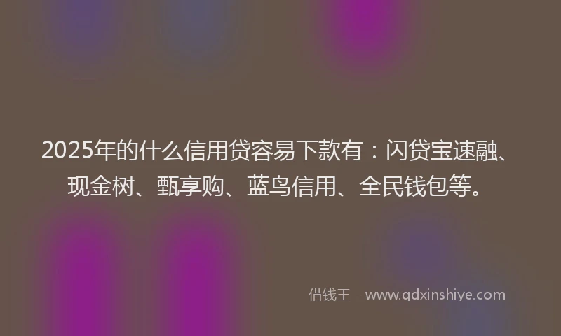 2025年的什么信用贷容易下款有：闪贷宝速融、现金树、甄享购、蓝鸟信用、全民钱包等。