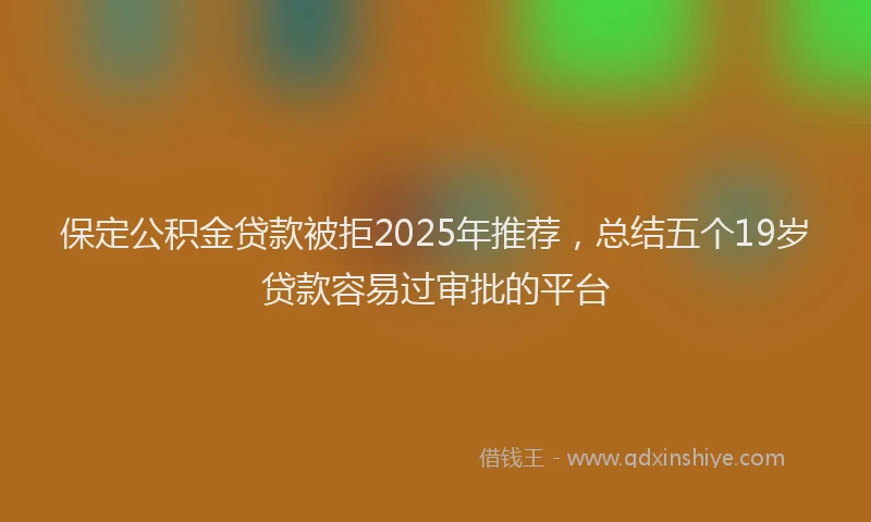 保定公积金贷款被拒2025年推荐，总结五个19岁贷款容易过审批的平台