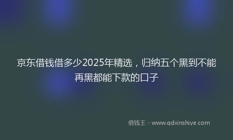 京东借钱借多少2025年精选，归纳五个黑到不能再黑都能下款的口子