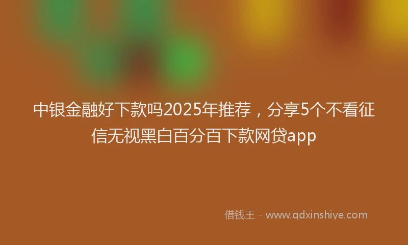中银金融好下款吗2025年推荐，分享5个不看征信无视黑白百分百下款网贷app