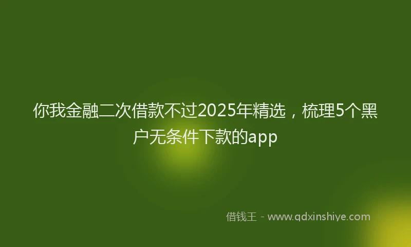 你我金融二次借款不过2025年精选，梳理5个黑户无条件下款的app
