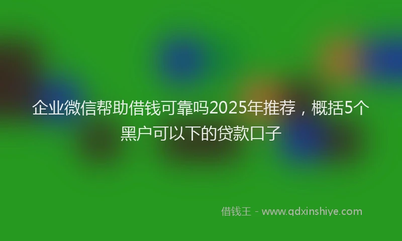 企业微信帮助借钱可靠吗2025年推荐，概括5个黑户可以下的贷款口子