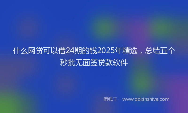 什么网贷可以借24期的钱2025年精选，总结五个秒批无面签贷款软件