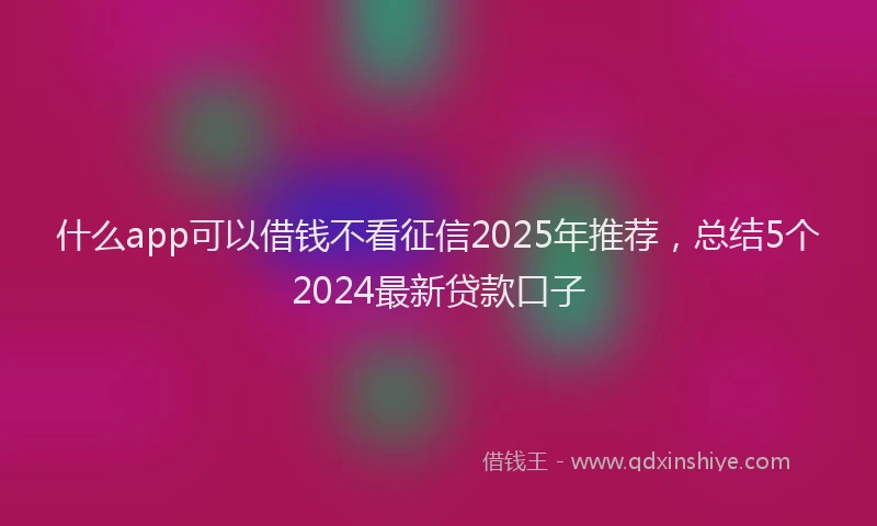 什么app可以借钱不看征信2025年推荐，总结5个2024最新贷款口子