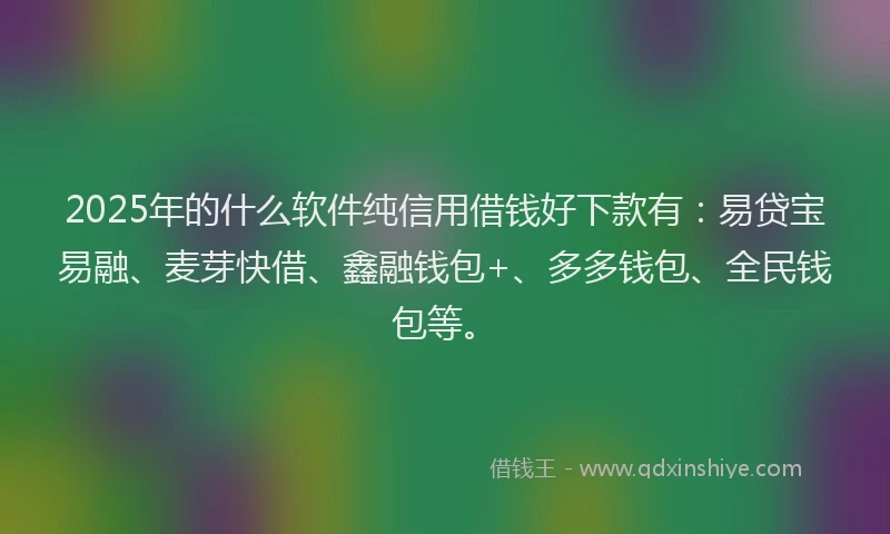 2025年的什么软件纯信用借钱好下款有:易贷宝易融、麦芽快借、鑫融钱包+、多多钱包、全民钱包等。