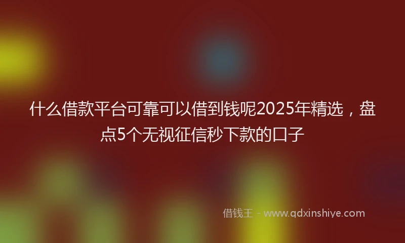 什么借款平台可靠可以借到钱呢2025年精选，盘点5个无视征信秒下款的口子