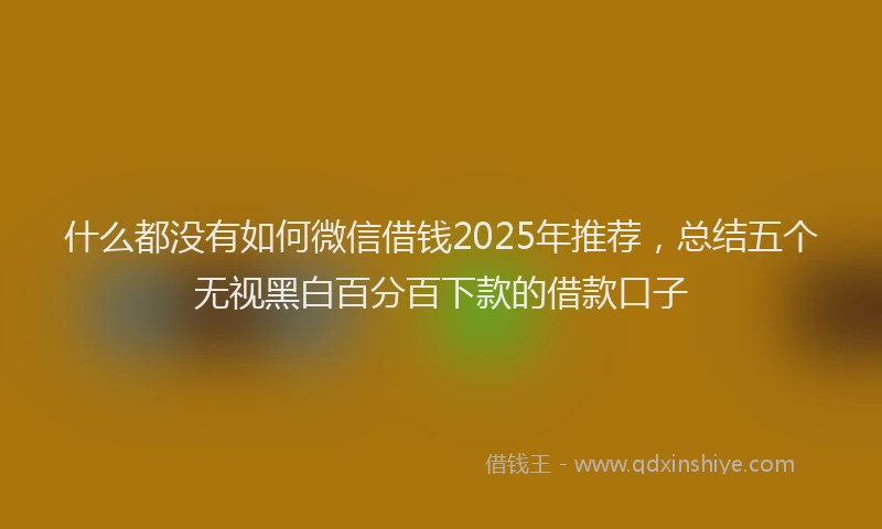 什么都没有如何微信借钱2025年推荐，总结五个无视黑白百分百下款的借款口子