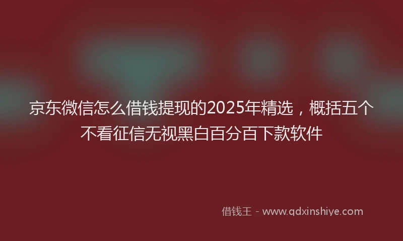 京东微信怎么借钱提现的2025年精选，概括五个不看征信无视黑白百分百下款软件