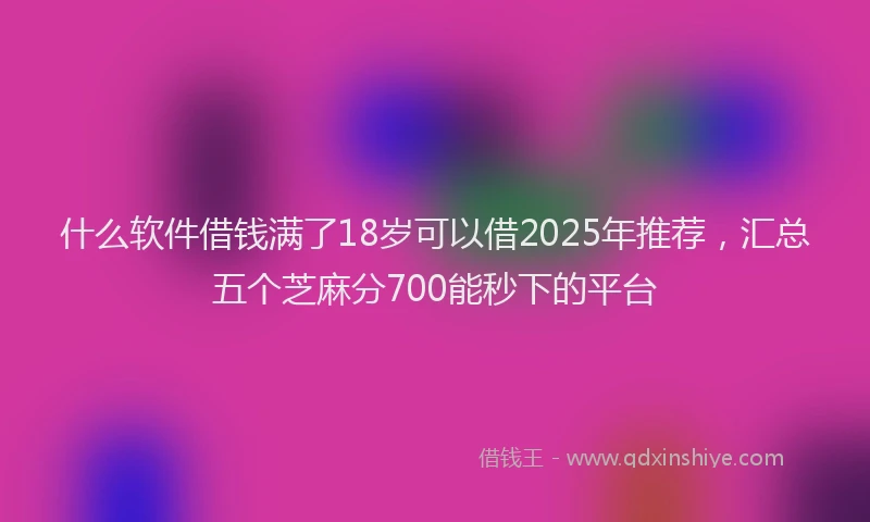 什么软件借钱满了18岁可以借2025年推荐，汇总五个芝麻分700能秒下的平台