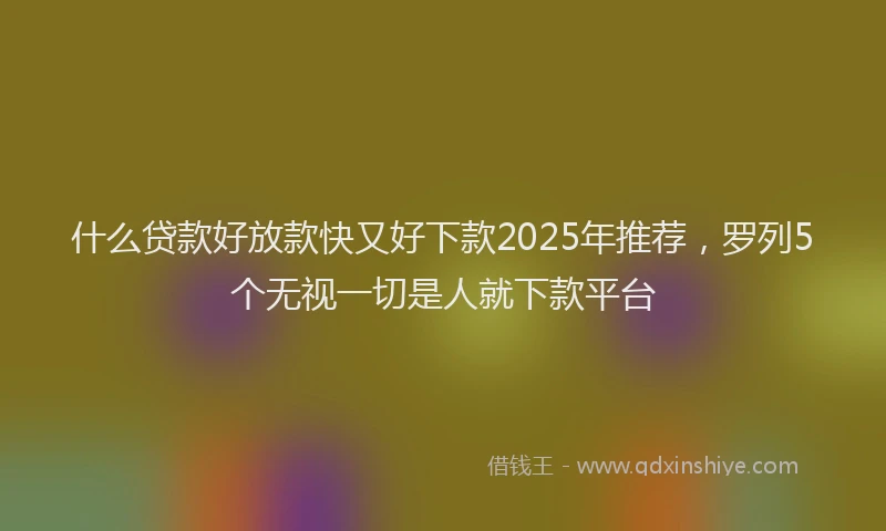 什么贷款好放款快又好下款2025年推荐，罗列5个无视一切是人就下款平台