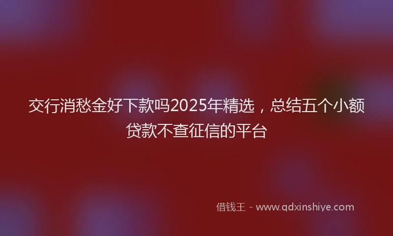交行消愁金好下款吗2025年精选，总结五个小额贷款不查征信的平台