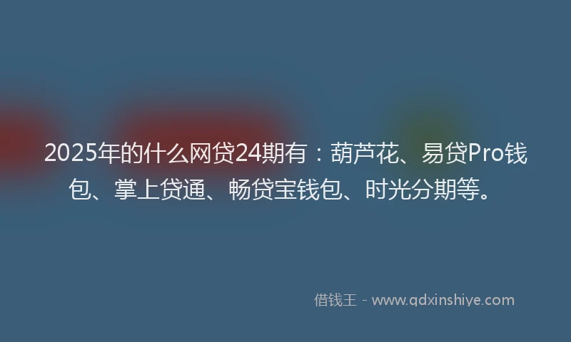 2025年的什么网贷24期有：葫芦花、易贷Pro钱包、掌上贷通、畅贷宝钱包、时光分期等。