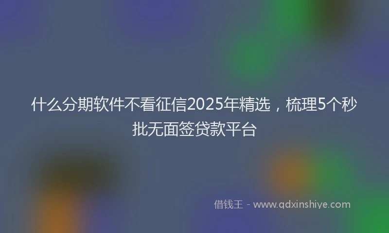 什么分期软件不看征信2025年精选，梳理5个秒批无面签贷款平台