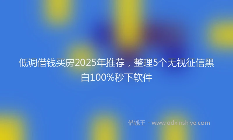 低调借钱买房2025年推荐，整理5个无视征信黑白100%秒下软件