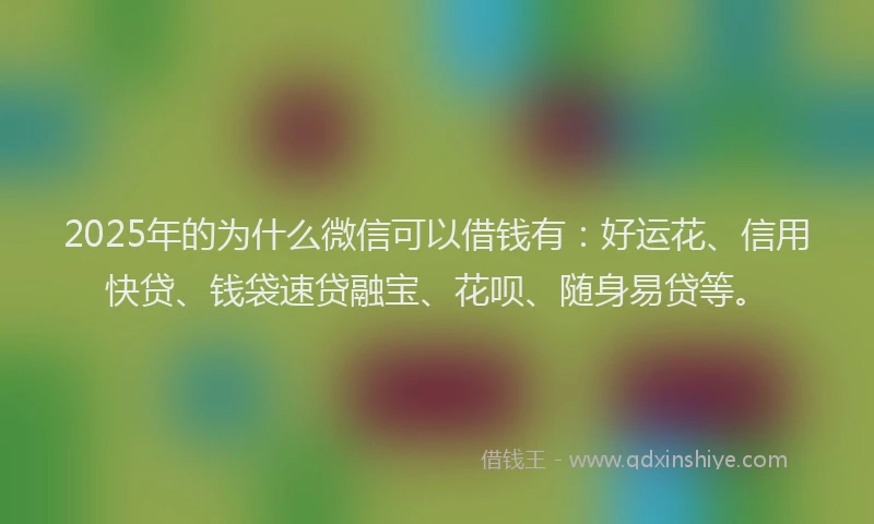 2025年的为什么微信可以借钱有:好运花、信用快贷、钱袋速贷融宝、花呗、随身易贷等。