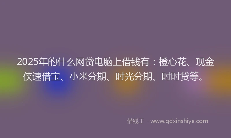 2025年的什么网贷电脑上借钱有：橙心花、现金侠速借宝、小米分期、时光分期、时时贷等。