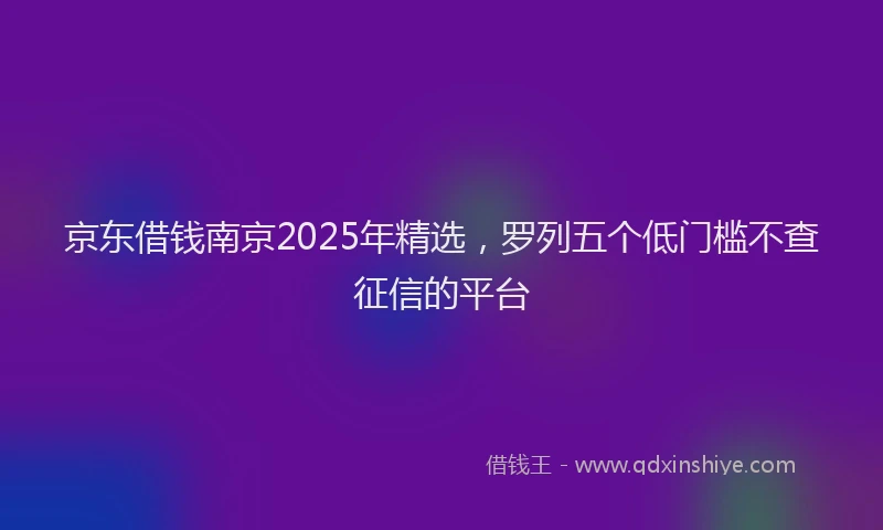 京东借钱南京2025年精选,罗列五个低门槛不查征信的平台
