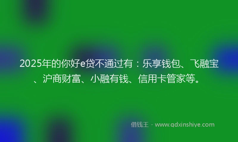 2025年的你好e贷不通过有：乐享钱包、飞融宝、沪商财富、小融有钱、信用卡管家等。