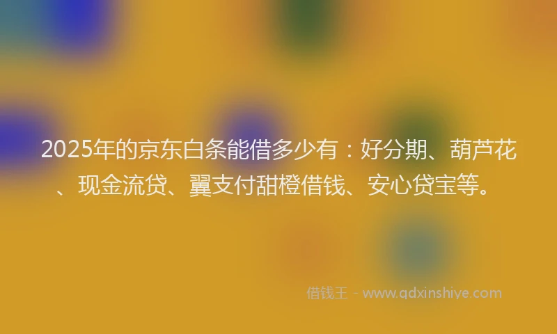 2025年的京东白条能借多少有：好分期、葫芦花、现金流贷、翼支付甜橙借钱、安心贷宝等。