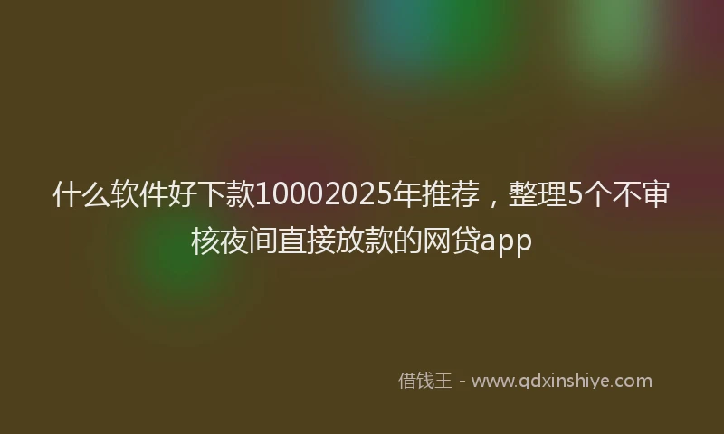 什么软件好下款10002025年推荐，整理5个不审核夜间直接放款的网贷app