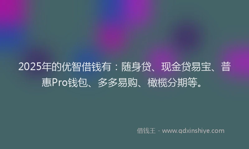 2025年的优智借钱有：随身贷、现金贷易宝、普惠Pro钱包、多多易购、橄榄分期等。