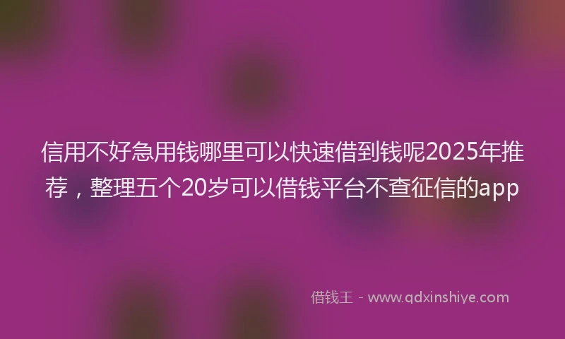 信用不好急用钱哪里可以快速借到钱呢2025年推荐，整理五个20岁可以借钱平台不查征信的app