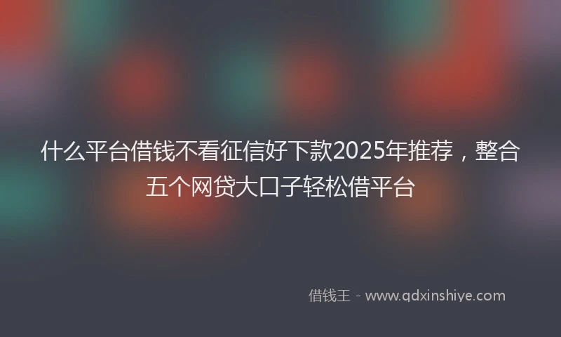什么平台借钱不看征信好下款2025年推荐，整合五个网贷大口子轻松借平台