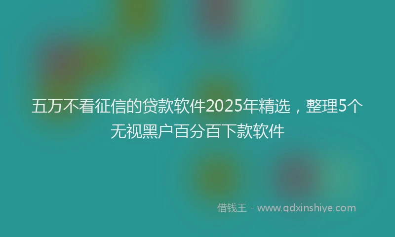 五万不看征信的贷款软件2025年精选，整理5个无视黑户百分百下款软件