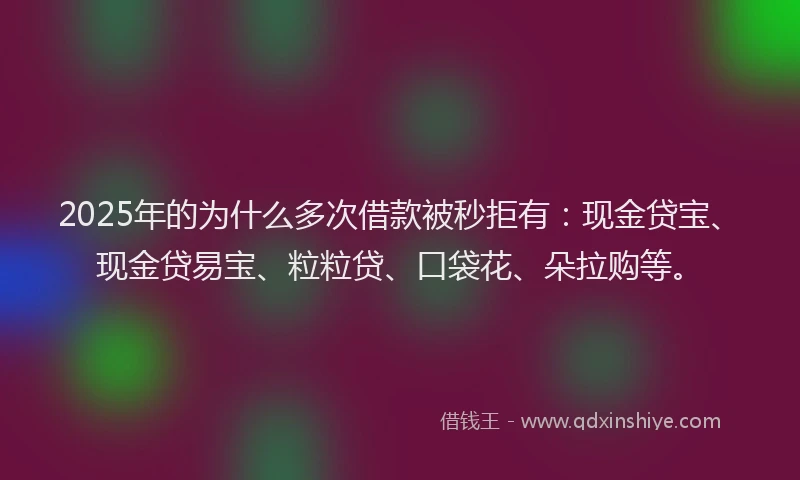 2025年的为什么多次借款被秒拒有：现金贷宝、现金贷易宝、粒粒贷、口袋花、朵拉购等。