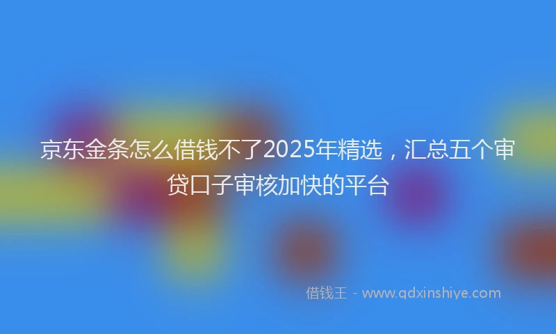 京东金条怎么借钱不了2025年精选，汇总五个审贷口子审核加快的平台