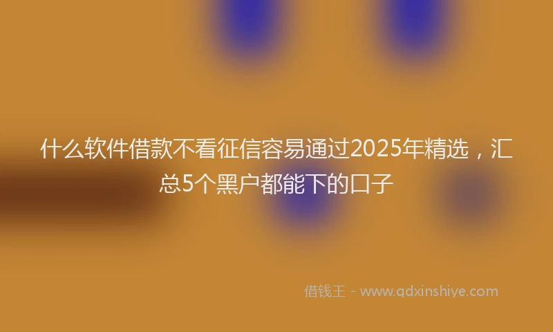什么软件借款不看征信容易通过2025年精选，汇总5个黑户都能下的口子